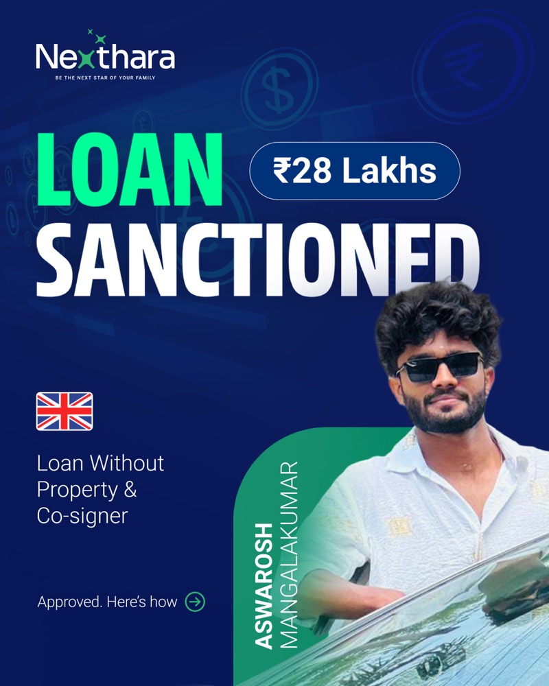 Aswarosh Mangalakumar, ₹28L UK loan sanctioned