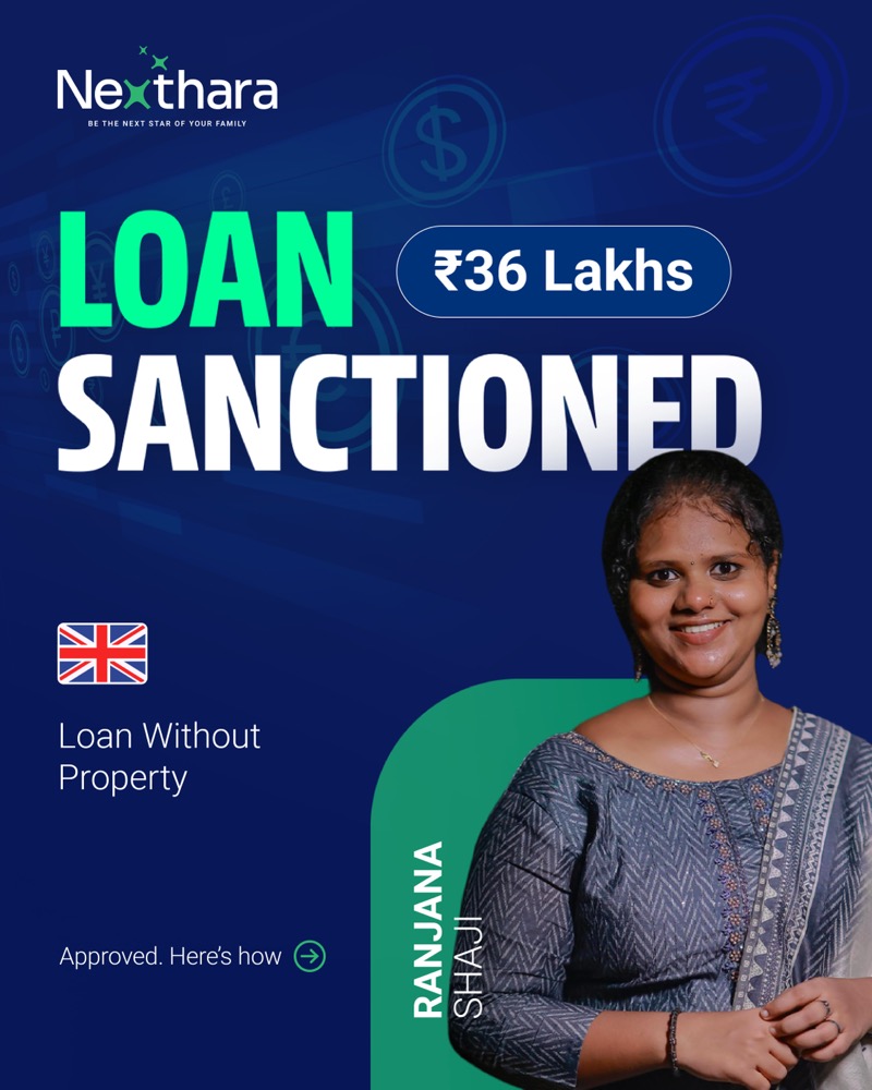 Ranjana Shaji, ₹36L UK loan sanctioned